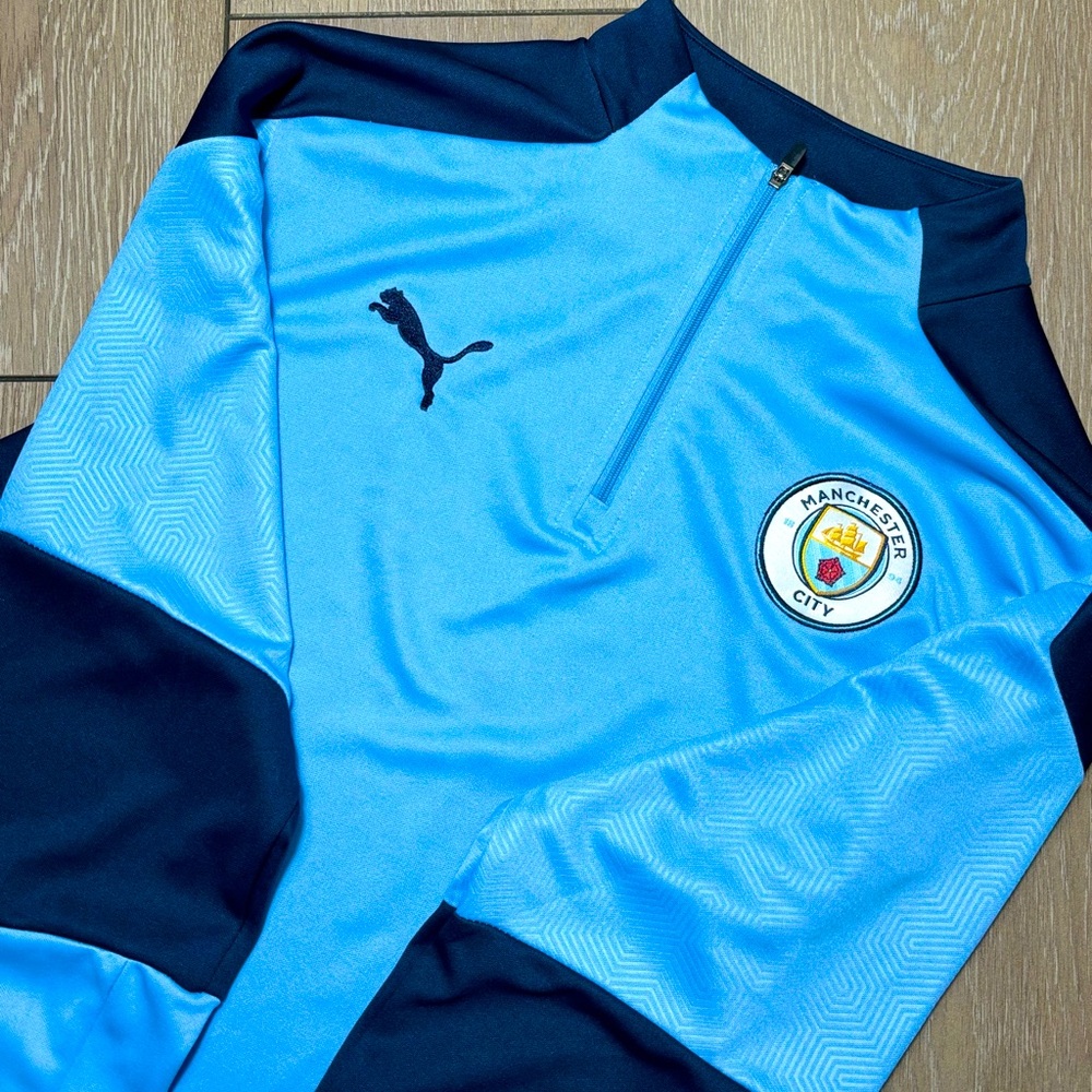 Puma 2020-21 Manchester City Quarter-Zip Top - Blue Long Sleeve Shirt Size L